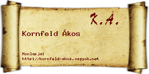 Kornfeld Ákos névjegykártya