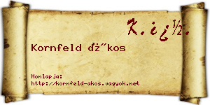 Kornfeld Ákos névjegykártya